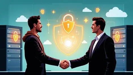 Businesspeople shaking hands sale cybersecurity division irish tech firms dublin